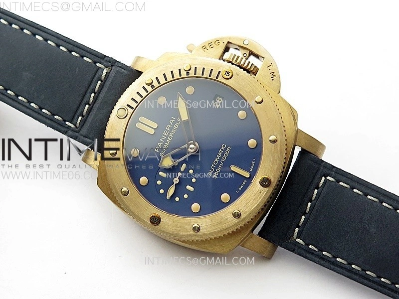 PAM1074 W Bronzo VSF 1:1 Best Edition Blue Dial on Blue Calfskin Strap P.900 Clone